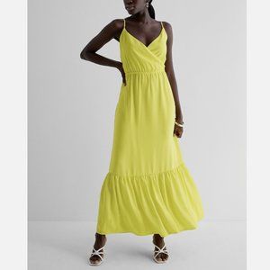 EXPRESS YELLOW SPAGHETTI STRAP FRONT TIERED MAXI DRESS